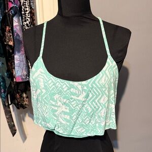 Angie Vintage 90s Mint Green Bohemian Flowy Women's Crop Spaghetti Top S